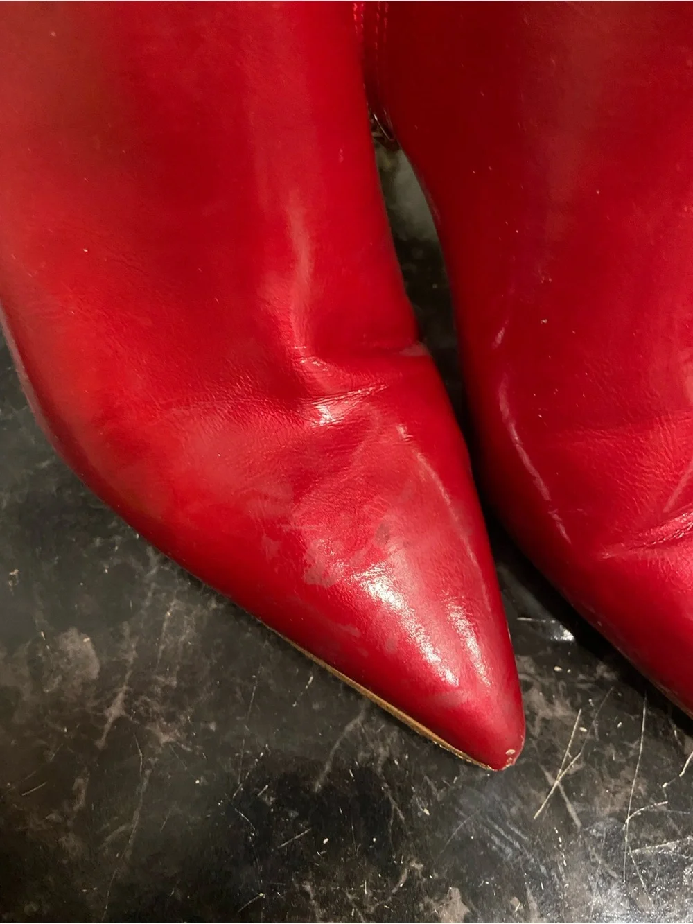 Women's Red Pointed-Toe Knee-High Boots- Jessica Simpson